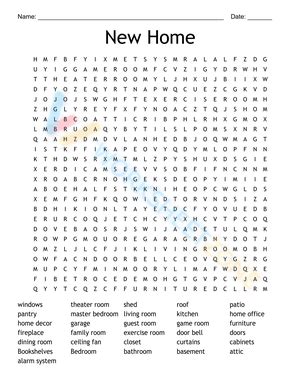 Around The House Word Search 100 Words Answers