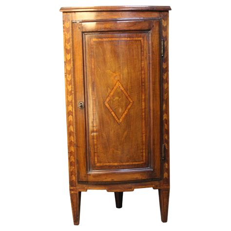 Louis Xvi Marquetry Corner Cabinet In Walnut Circa Italy Piedmont