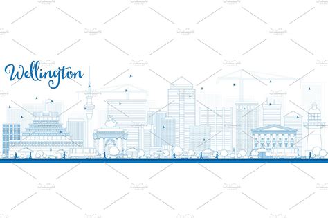 Outline Wellington City Skyline | Work Illustrations ~ Creative Market