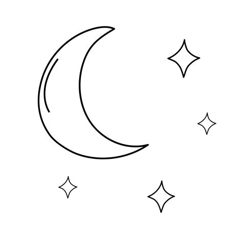 Illustration Of A Crescent Moon And Stars On A White Background Vector