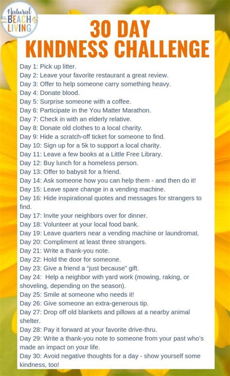 30 Day Kindness Challenge Natural Beach Living Kindness Challenge