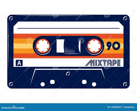 Retro Vintage Cassette Tape Vector Illustration On White Background