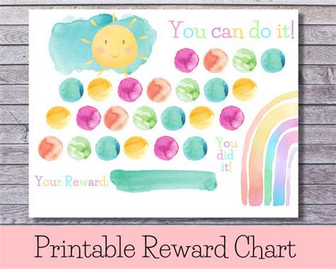 Printable Rainbow Reward Chart Girl S Sticker Chart Etsy