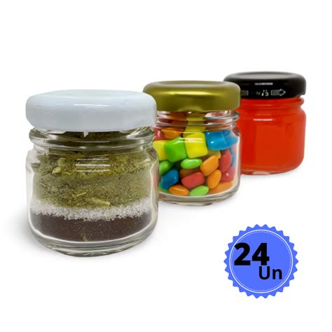 Kit 24 Potinho De Vidro 40ml Tampa Metálica Lembrancinha Aniversario