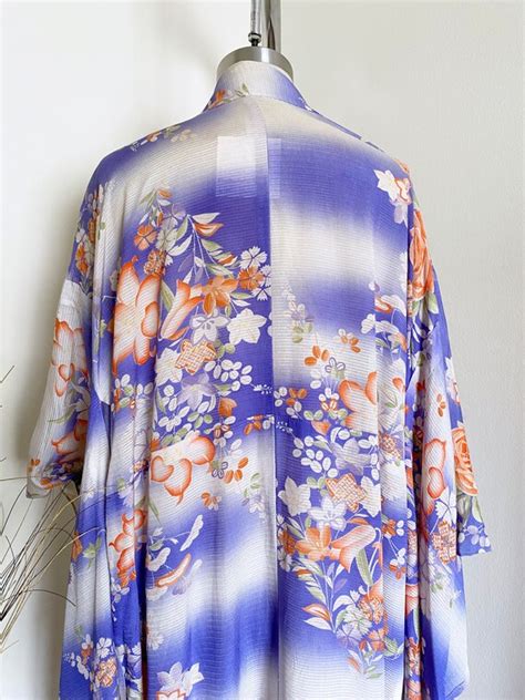 Vintage Silk Floral Kimono Summer Kimono Sheer Rom Gem