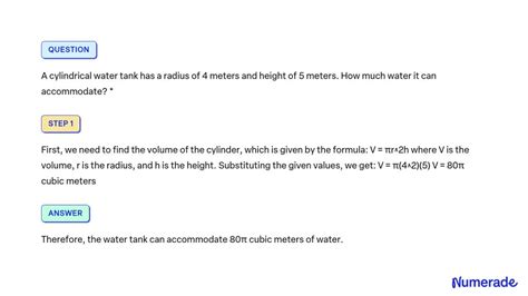 SOLVED: A cylindrical water tank has a radius of 4 meters and height of ...