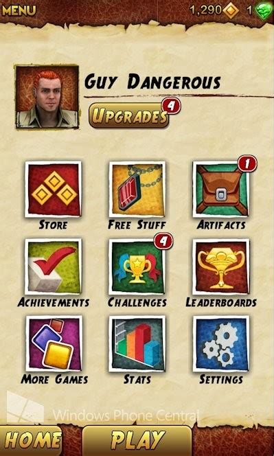 Temple Run Menus