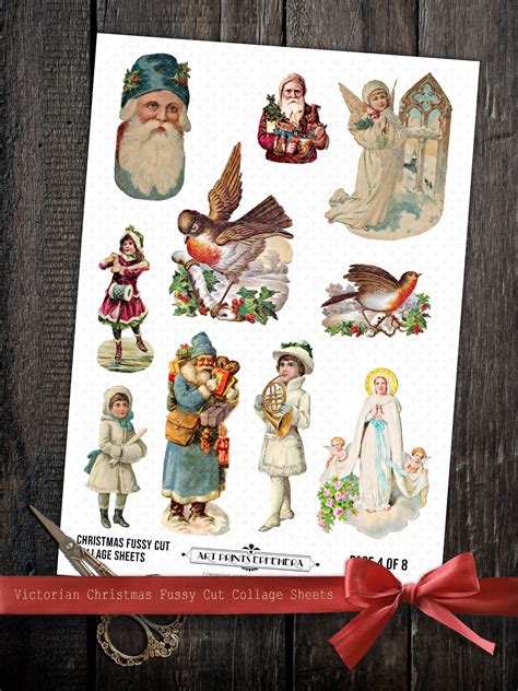 Victorian Christmas Fussy Cuts Digital Collage Sheets Etsy