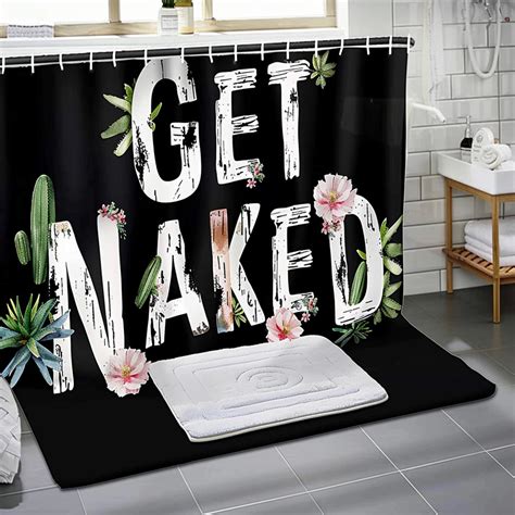 Boho Chic Floral Cactus Shower Curtain Get Naked Bathroom Decor