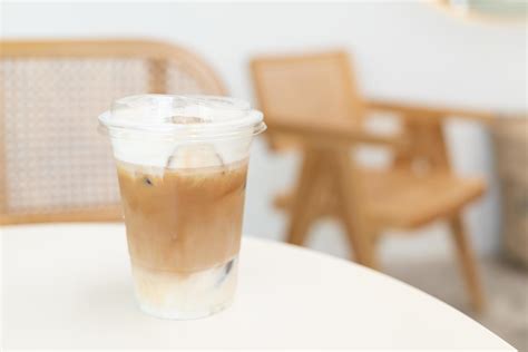 Fresh Coffee Iced Cappuccino Macchiato Latte With Separate Milk And Coffee Coffee In A