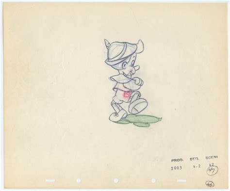 Disney PINOCCHIO Woolie Reitherman Scene Full-figure Animation Drawing ...