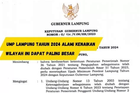 UMP Alami Kenaikan 3 16 Persen Pemerintah Provinsi Lampung Tetapkan