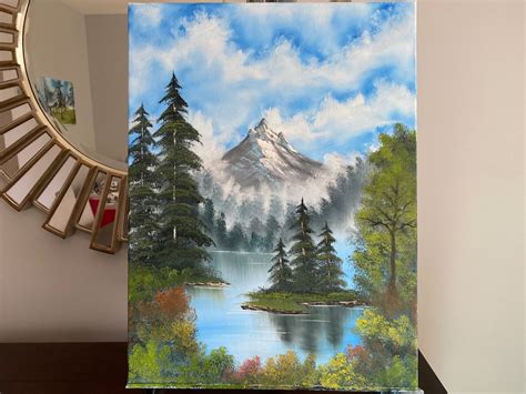 Mystic Mountain Bob Ross Inspired Oil Painting 24x18 Etsy