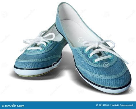 Blue Fabric Shoes On White Background Stock Image Image Of Clothing