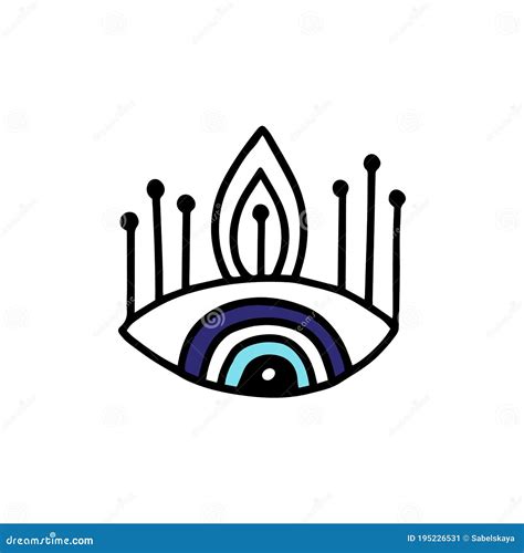 Evil Eye Symbol Or Icon In Black And Blue Cartoon Vector Illustration