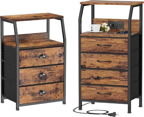 Amazon Furnulem Nightstands Set Of Nightstand With Drawers