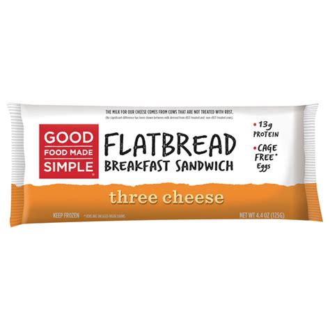 Save on Good Food Made Simple Flatbread Breakfast Sandwich Three Cheese ...