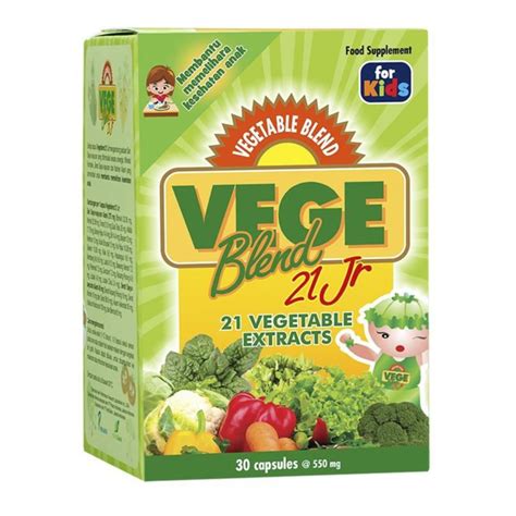 Vegeblend 21 Junior Ekstrak 21 Jenis Sayuran Isi 30 Kapsul Suplemen