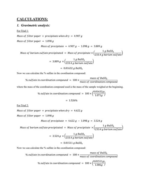 SOLUTION Gravimetric Volumetric And Spectrophotometric Analysis