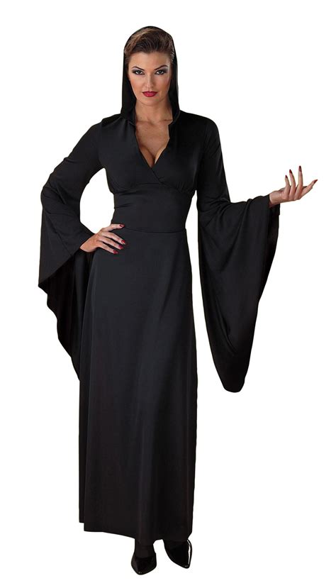 Womens Black Hooded Robe