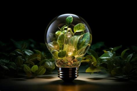 Premium Photo A Light Bulb With A Plant Inside Of It AI