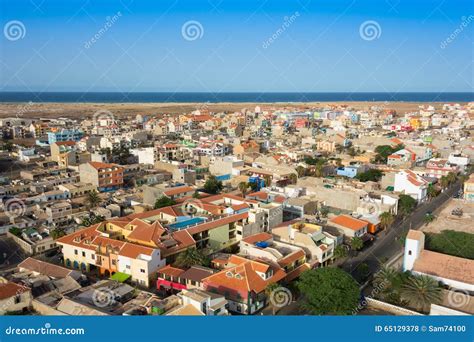 Aerial View Of Santa Maria City In Sal Island Cape Verde Cabo Stock