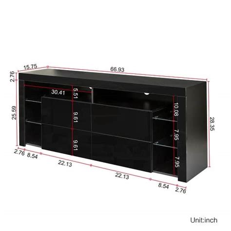 Black Modern contracted LED TV Cabinet with Storage Drawers，4 Storage ...