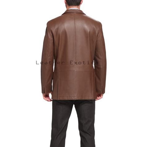 Elegant Men Leather Blazer Leatherexotica