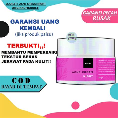 Jual Scarlett Scarlet Skarlet Sekarlet Cream Krim Whitening Acne Night