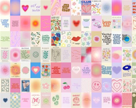 100 Danish Pastel Aesthetic Wall Collage Kit Danish Pastel Etsy