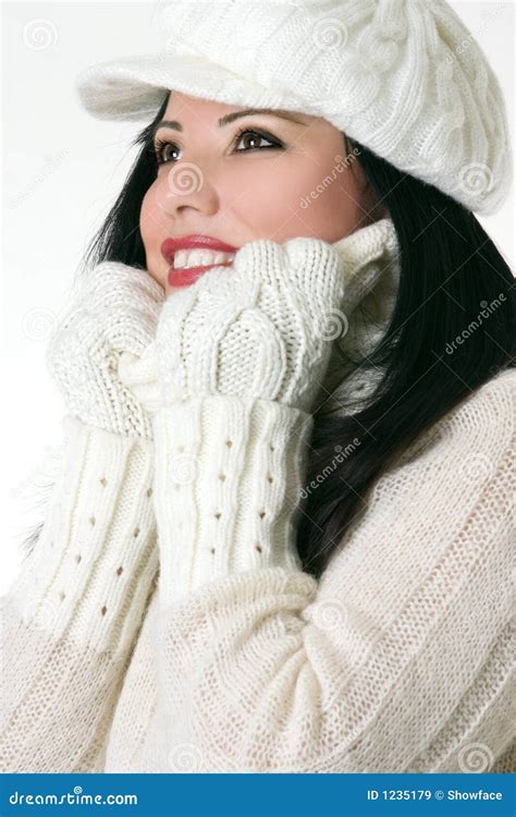 Beautiful Woman In Winter Clothes Stock Image Image Of Winter Brunette 1235179