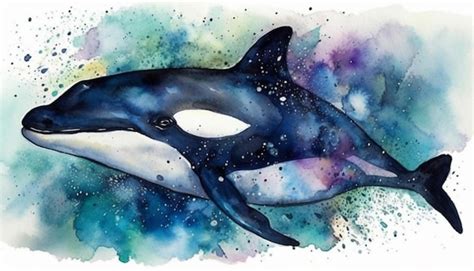 Premium AI Image | A watercolor painting of a killer whale.