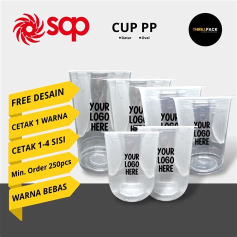 Jual Sablon Cup Plastik Mer SAP Ukuran 12 14 16 22 Datar Oval