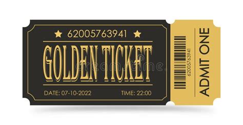 Golden Ticket Vector Illustration For Websites Applications Cinemas