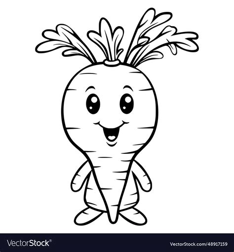 Carrot coloring page drawing for kids Royalty Free Vector