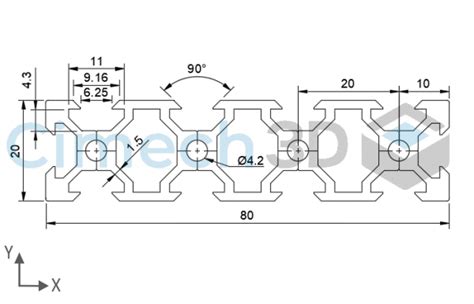 Riel Lineal Perfil De Aluminio V Slot 2080 Negro Anodizado Cimech 3d