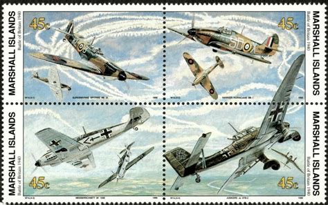 Marshall Islands 1990 World War II Battle Of Britain Planes Block