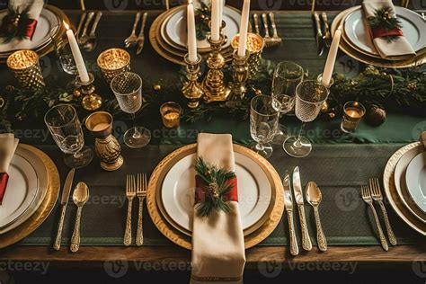 Christmas table scape, elegant formal dinner table setting, tablescape ...