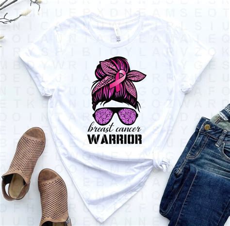 Breast Cancer Warrior Messy Bun Png Sublimation Design Breast Cancer