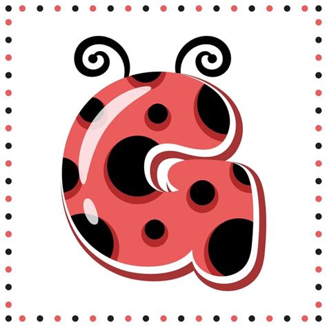 Premium Vector English Alphabet Letter G Cute Ladybug Theme Drawing