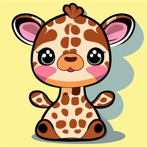 Niedliche Giraffe Handgezeichnetes Cartoon Aufkleber Symbol Konzept