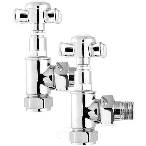 Essential Crosshead Radiator Valves Angled 15mm Chrome 148994