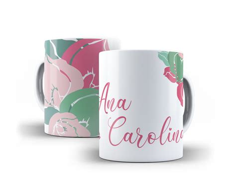 Caneca Floral Personalizada Linda Rosa Em Cerâmica 325ml Elo7