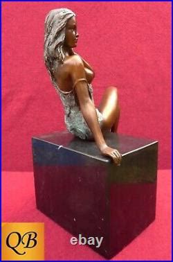 Art Deco Bronze Figurine Sculpture Statue Hot Cast Erotic Nude Lady