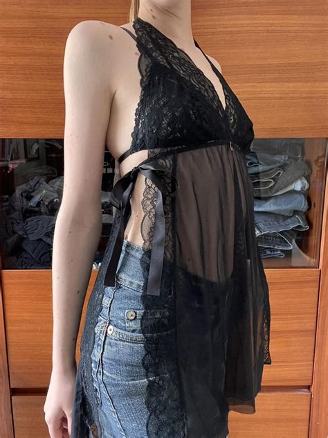 Black Lingerie Top Slip Dress From Intimissimi Depop