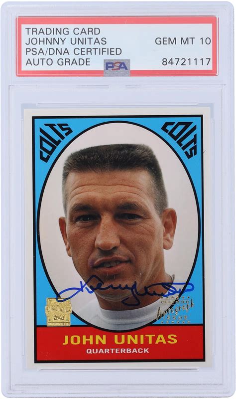 Johnny Unitas Baltimore Colts Autographed 2000 Topps Archives 1967