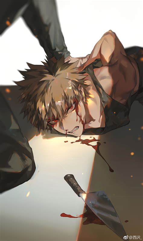 Blonde Red Eyes Anime Boys Katsuki Bakugou Muscles Boku No Hero