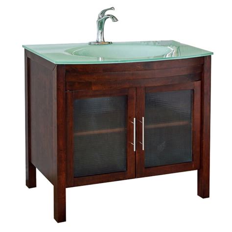 Bellaterra Home Medium Walnut Vanity With Tempered Glass Tempered Glass