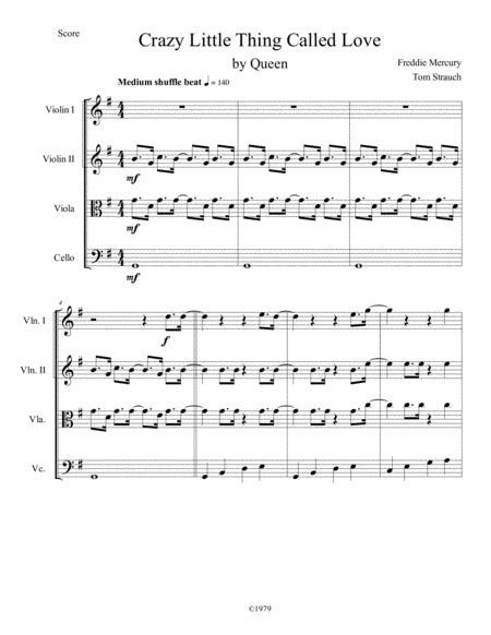 Crazy Little Thing Called Love Arr Thomas Strauch Sheet Music Dwight Yoakam String Quartet