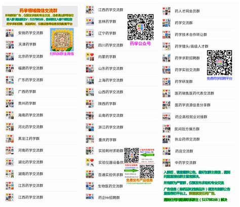 各省医药学微信群医药求职招聘群实验群耗材群仪器设备群科研交流群方法心得资讯百通网